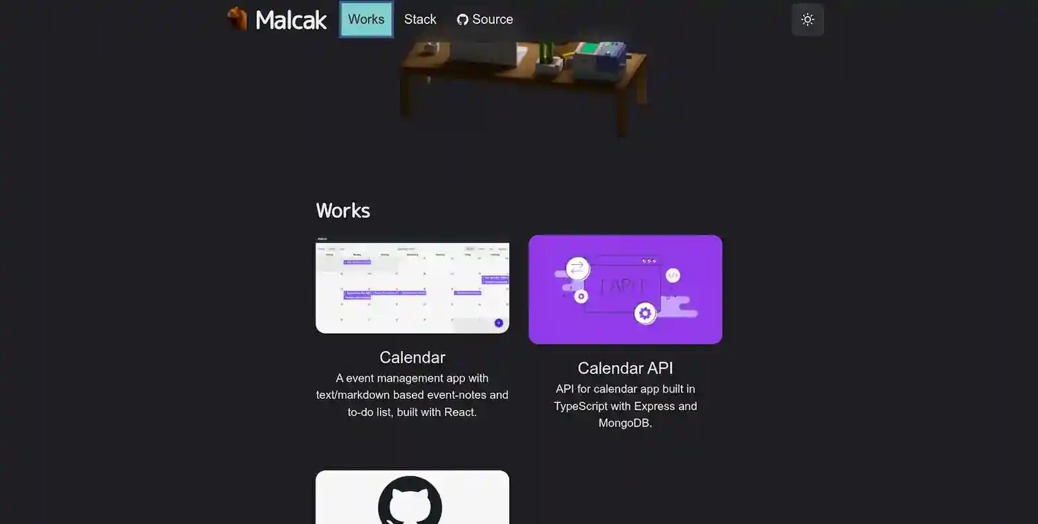 malcak homepage works page